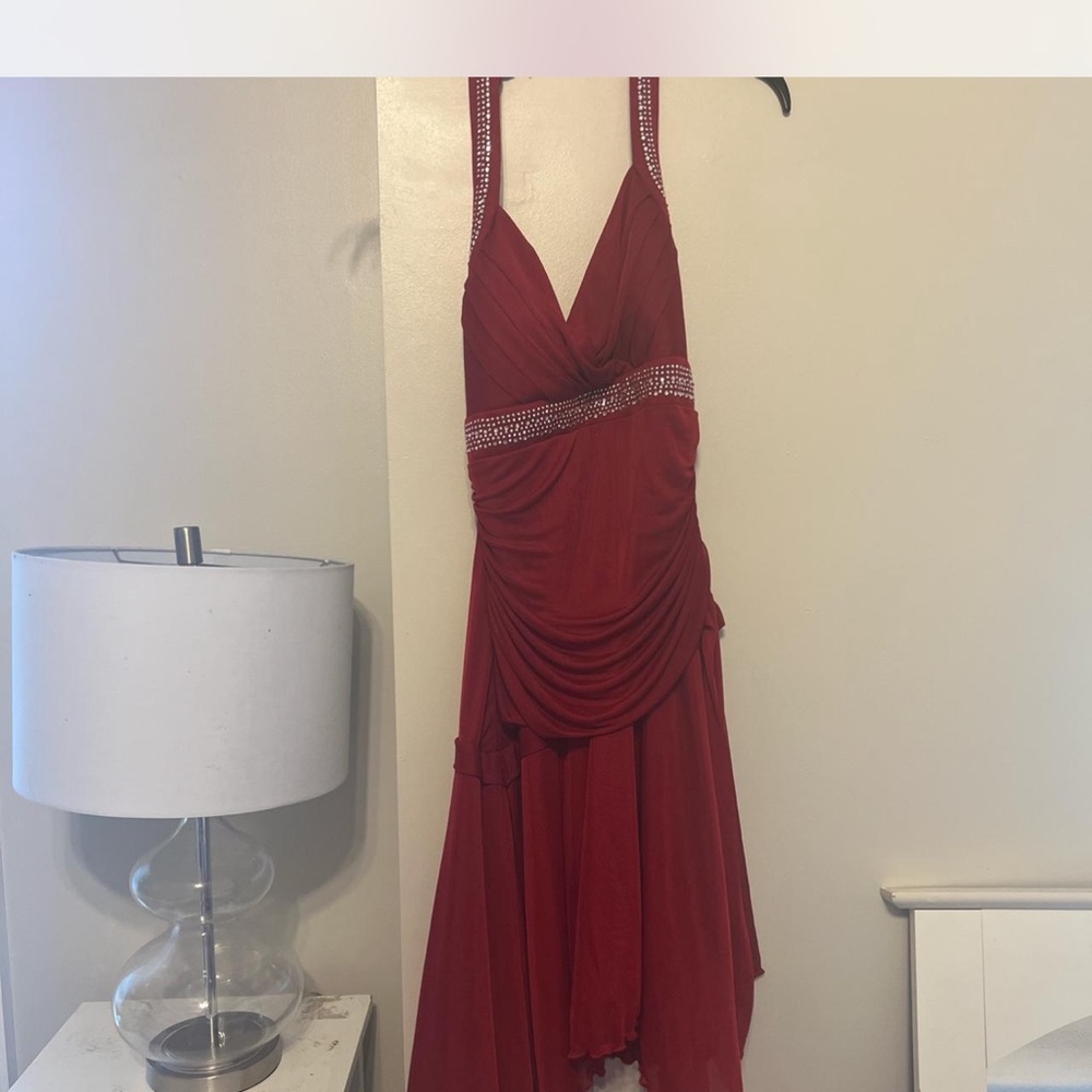 Trixxi Red Ruched Halter Sundress